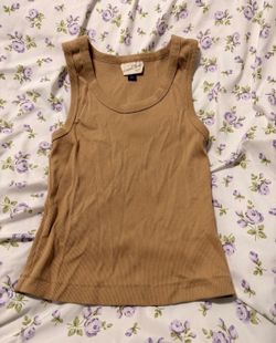 Universal Thread Ribbed Tank Top in Camel Brown