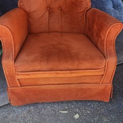 Vintage Orange Velvet Chair 