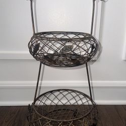 Vintage Large Metal Fruit Vegetable Stand Basket Rack