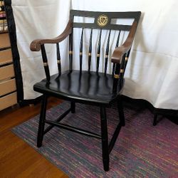 Harvard Collegiate Wood Chair Radcliffe College Dark Wood Academia Captain Chair by Nichols & Stone