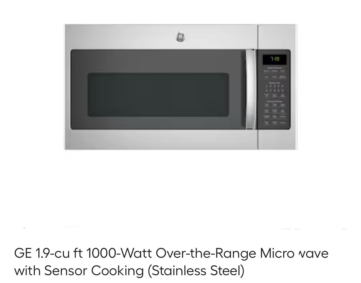GE 1.9-cu ft 1000-Watt Over-the-Range Microwave with Sensor Cooking (Stainless Steel) 