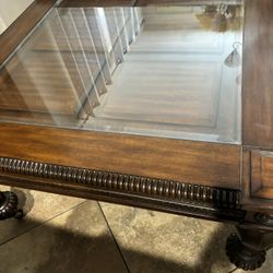 Coffee Table & Side Table Solid Wood With Glass Top