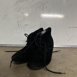 Women’s Black Suede Wedge Booties – Nine West – Size Unknown - Tag Faded Maybe 7.5