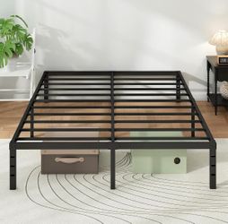 King Metal bed frame w/ storage space underneath