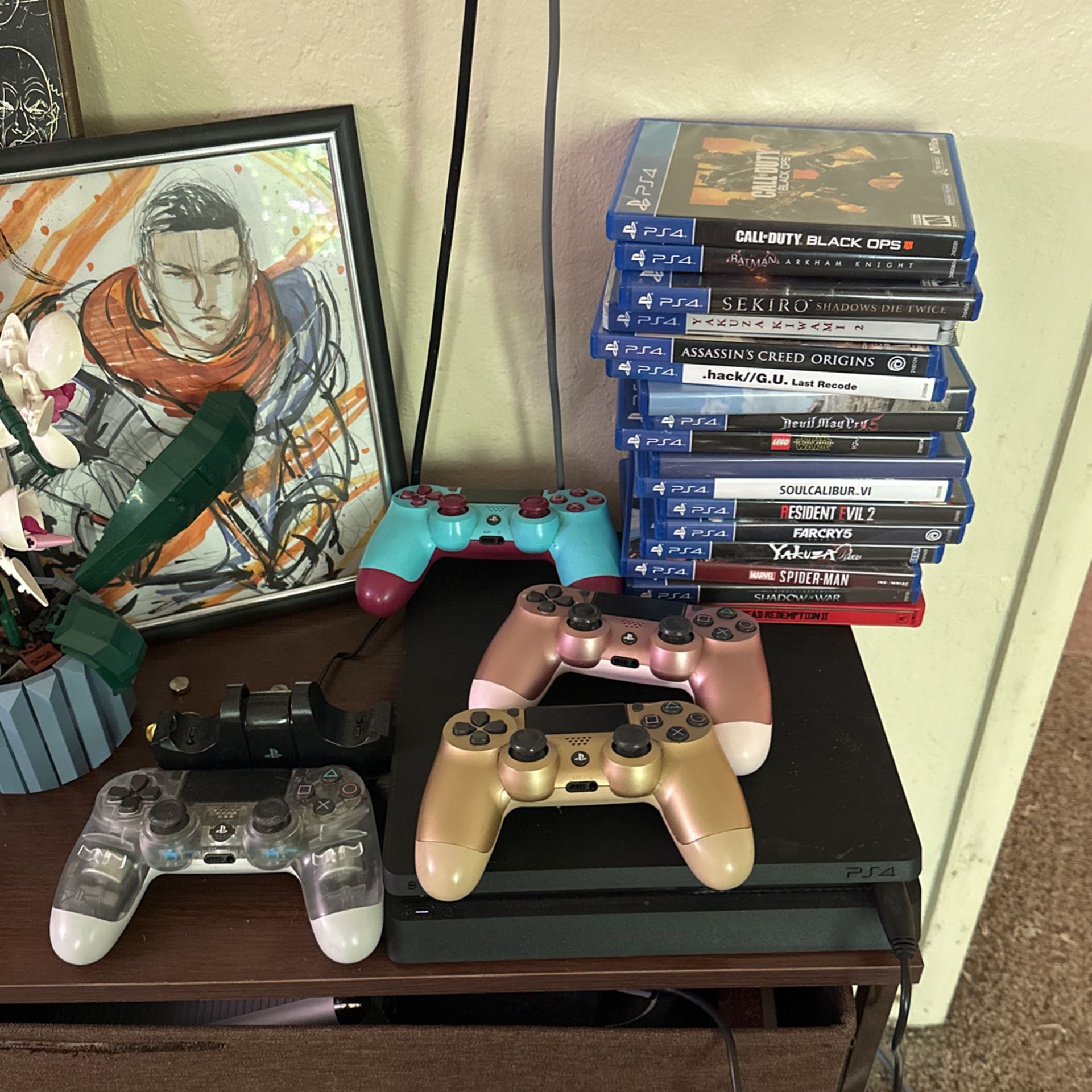 PS4 With Controller, Charger And Games