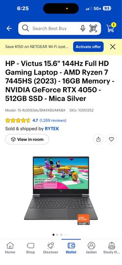 HP Victus 15.6" Gaming Laptop RTX 4050 Ryzen 7 + Extras