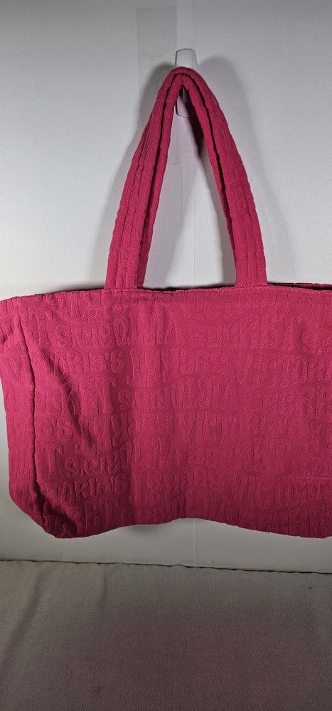 Brand New with Tags/Bag - The Victoria Secret Large Bag is Fuchsia Pink flocked with Signaure Victoria Secret Emblem