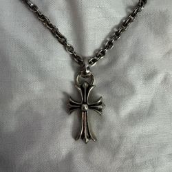 Chrome Hearts Silver Cross Necklace Paper Chain