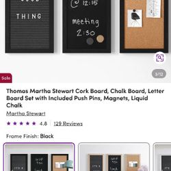 Martha Stewart Cork board, Chalk Board, Letter Board Set