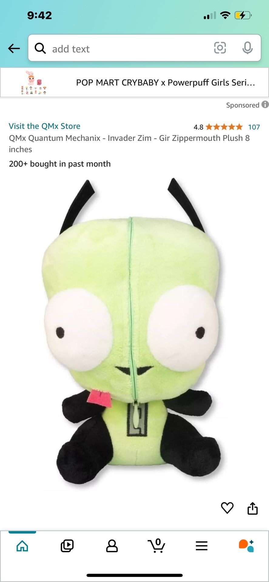 QMx Quantum Mechanix - Invader Zim - Gir Zippermouth Plush 8 inches