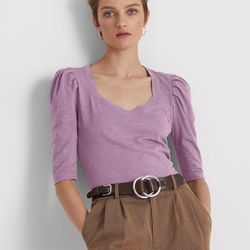 Ralph Lauren XL/TG Light Purple Puff -Sleeve Jersey T-shirt 