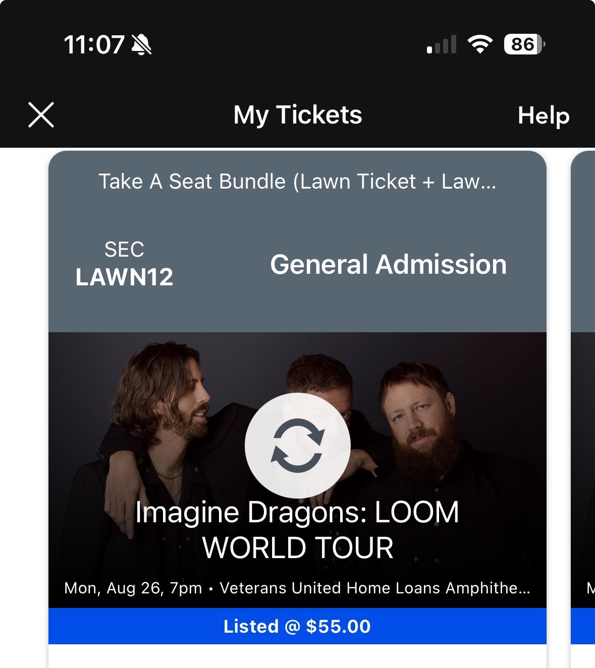4 Lawn Tickets + Lawn Chairs Imagine Dragons Concert