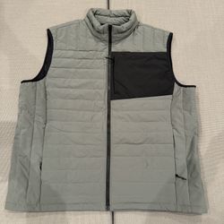 Vintage Lands End Mens Quilted Puffer Lightweight Down Vest Full Zip, Gray Black, Sz XL