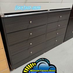 New Assembled Grey 8 Drawer Wood Dresser 