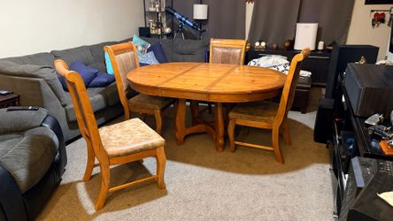 Solid wood dining table 4 chairs