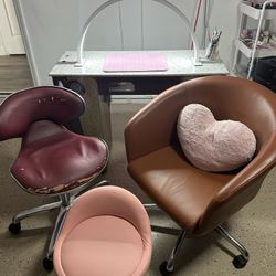 Marble Nail Table With Chairs and Cart (lamp Not Included 