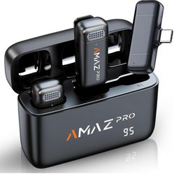 Wireless Lavalier Microphone for iPhone 15,Android Phone,Laptop,2 Pack Mini Microphone with Charging Case,Professional Noise Reduction,for Video Vlog,