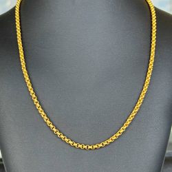 22k yellow gold rolo chain with 24k gold lock 22.5” 4.5mm 32.2g