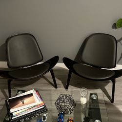 Mid-Century Modern Accent Chairs (Set of 2) – Wood & Upholstered