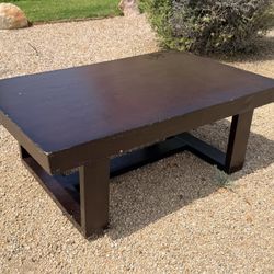 Large Brown Wood Coffee Table (LxWxH: 54” x 36” x 21”)