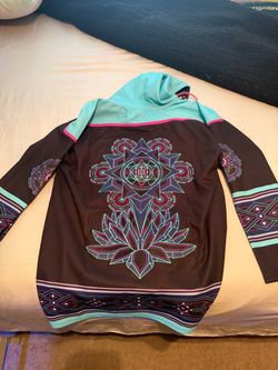 Lszee Psychedelic Graphic Hoodie Brown Teal Pink