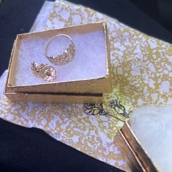 Gold Ring And Earrings
