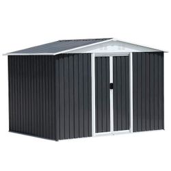 (New in box need assemble) 6’ L x 8’ W x 6.3’ H Metal galvanized steel Storage Shed Outdoor Garden Backyard 6x8 Storage