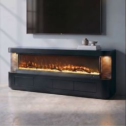 Tv Stand w Fireplace , No Heater, Black Finish. New Especial price