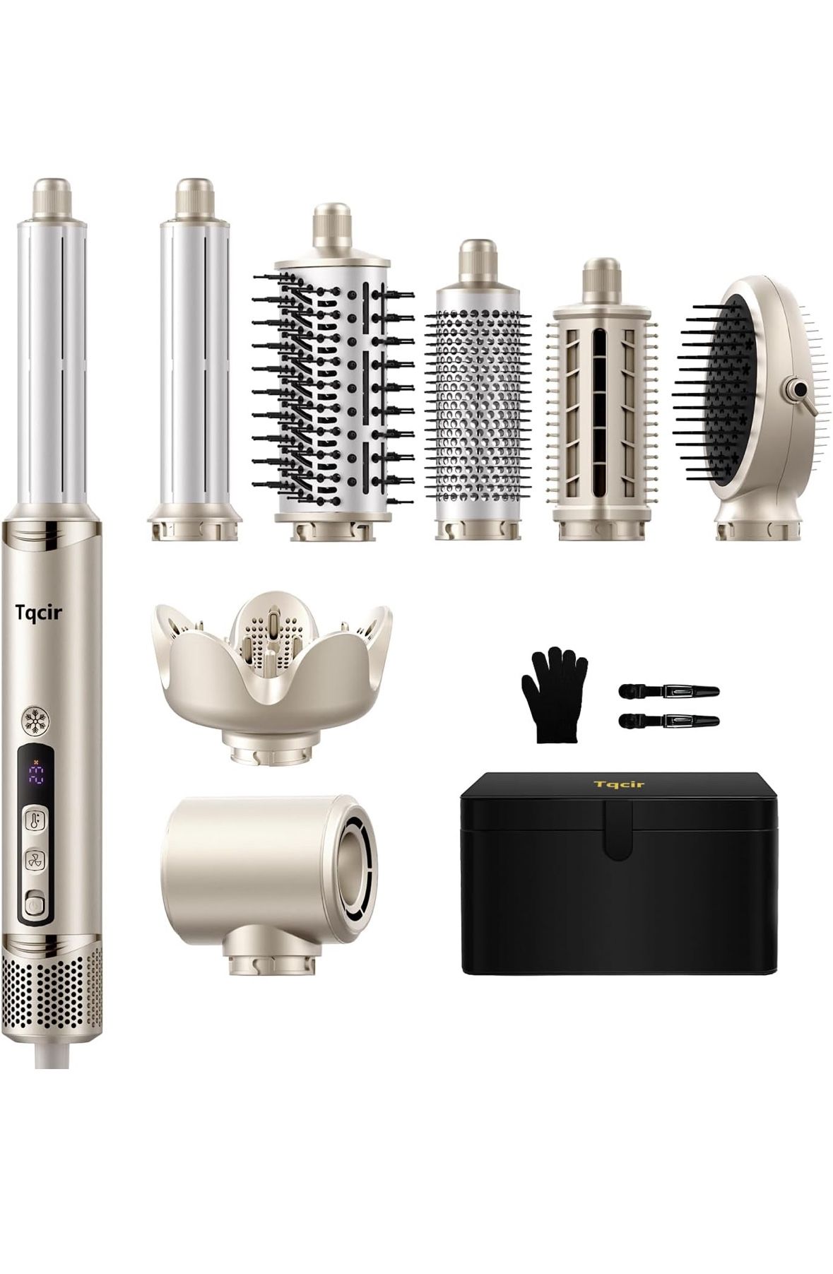 8-in-1 Professional Hot Air Styler&Hair Dryer Brush, Powerful Multi-Styler with Auto-Wrap Curler with Storage Case, Fast Drying Curling Straightening 
