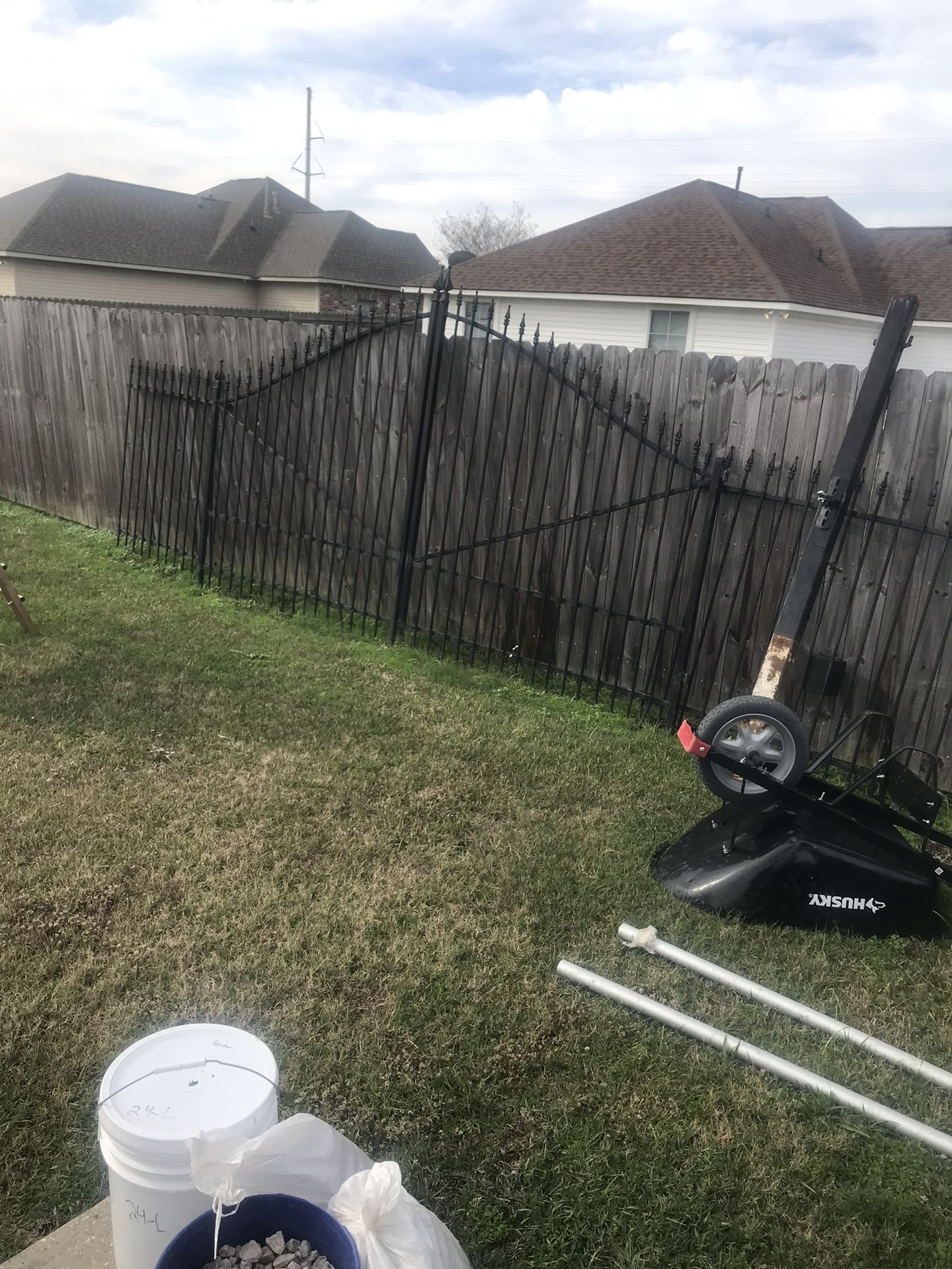 Black Steel Dual Driveway Fence Gate