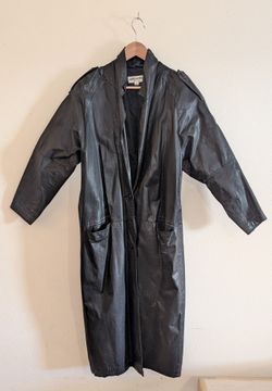 Vintage 80's 90's Korean Leather Long Black Trench Coat - Brand Split End ltd