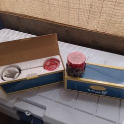 2 Pewter  Christmas Candle Set 