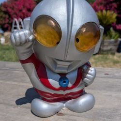 12" Ultraman Chibi Style Coin Bank - Red & Silver Vinyl Figure Piggy Bank

