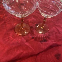 Set Of 4 Ea Antique Large And Small  Wine Glasses