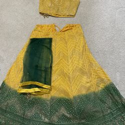 Yellow & Green Lengha 