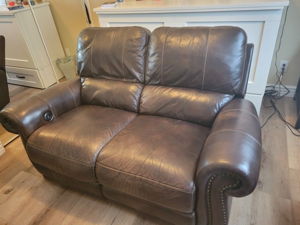 Leather Loveseat and Recliner-electric