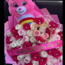 Carebear Ramo Buchon Carebear Bouquet 50 Roses Rosas