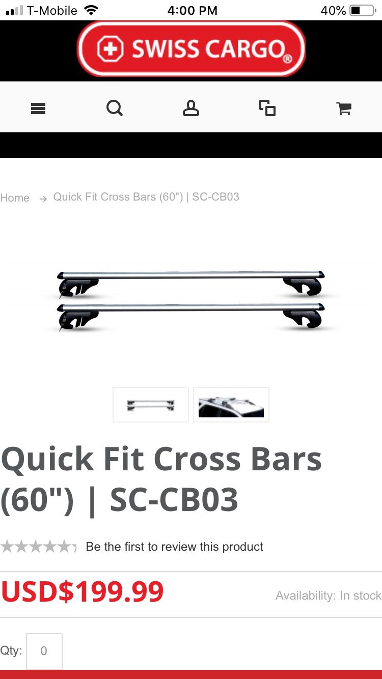 New Never Used Swiss Cargo Quick Fit Cross Bars SC CB03 for Sale in Orlando FL OfferUp