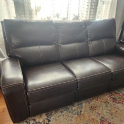Leather Recliner Sofa - Good Condition