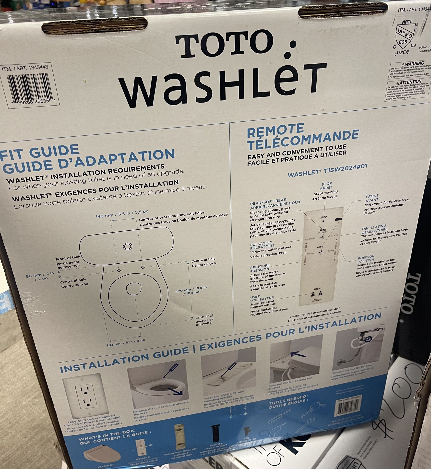 TOTO T1SW2024#01 Electronic Bidet Toilet Seat with Cleansing Warm