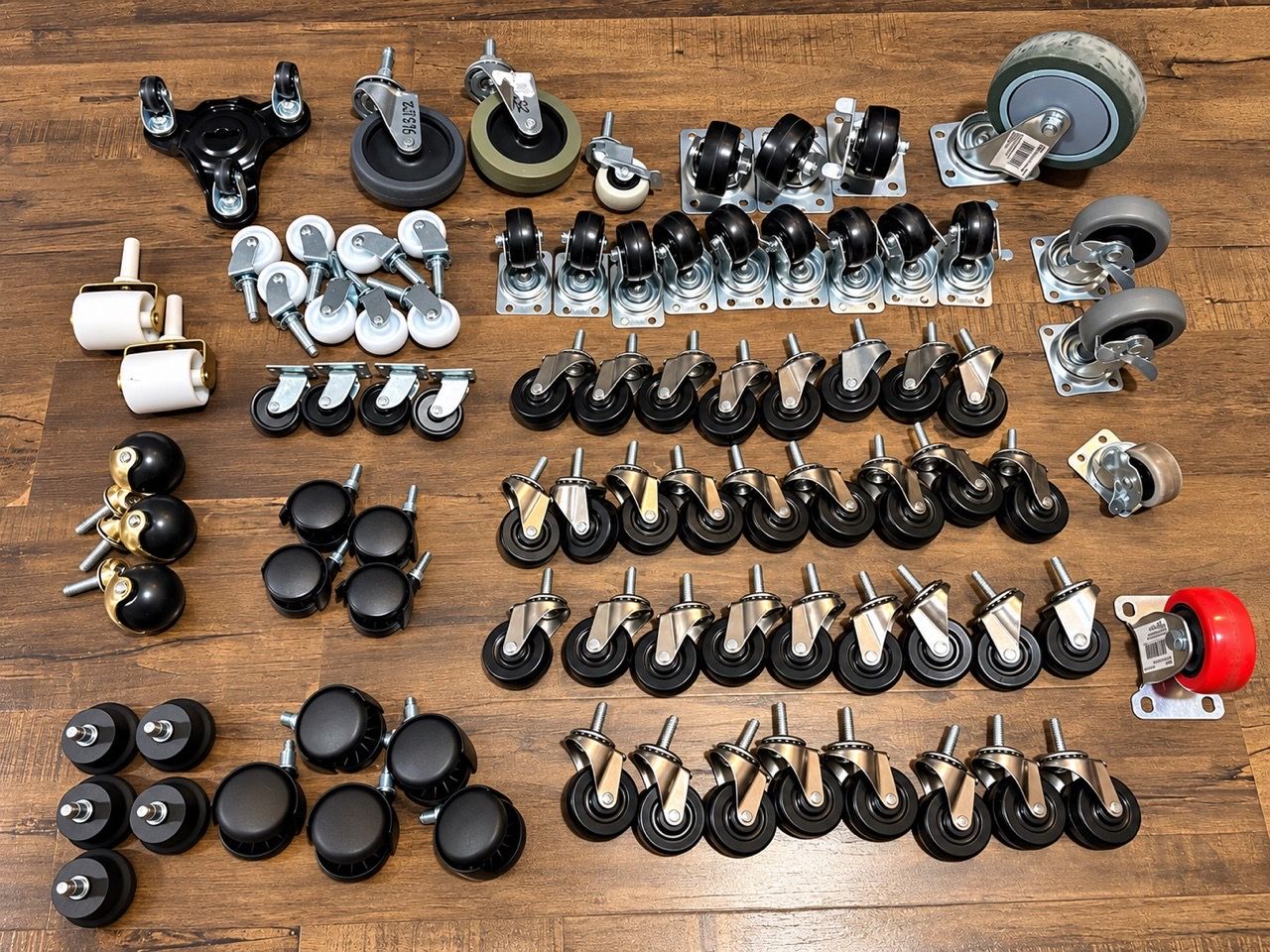 Large Lot of Casters & Wheels – Swivel, Locking, Stem & Plate – New ...