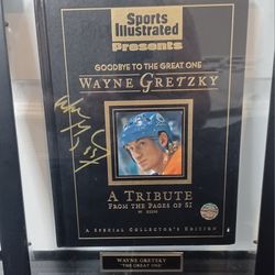 WAYNE GRETZKY AUTOGRAPHED HARD COVER LIMITED EDITION SPORTS ILLUSTRATED FRAMED WITH LOA