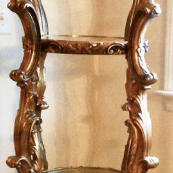 Vintage Gold Hollywood Regency Syroco Rococo Étagère 4 Tier Curio Display Stand 