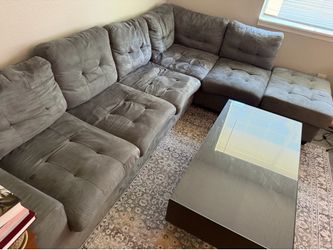 Grey Couch w/ Reversible Chaise Lounge