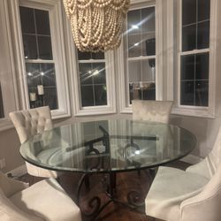 Glass and Iron Dining Table 60”