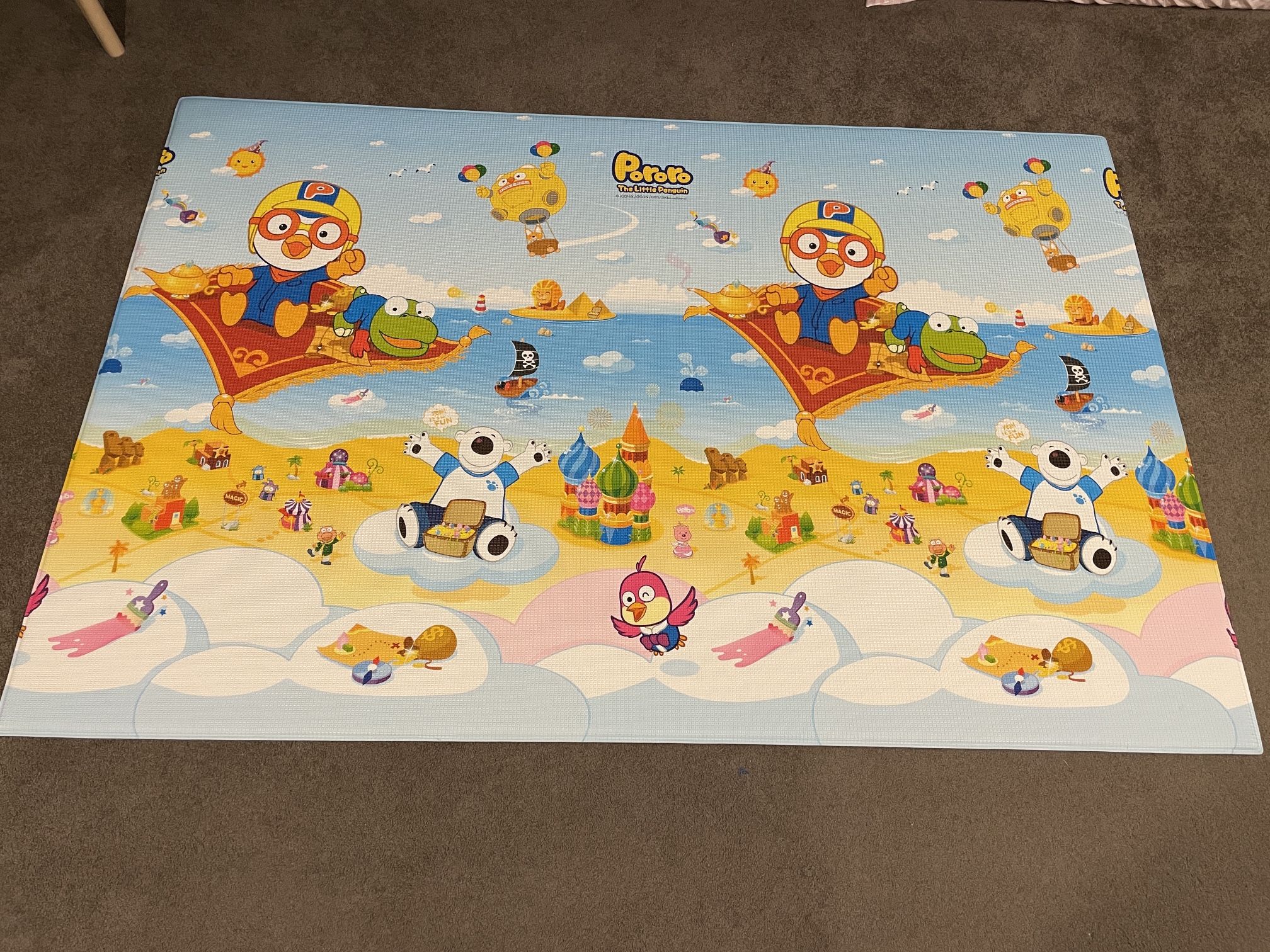 Padded Soft Memory Foam Pororo (Korean Cartoon) Kids Play Mat