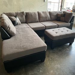 MULTI-COLOR MICROFIBER SECTIONAL BLOWOUT SALE!! $575.. OTTOMAN $50! YOU DON’T PAY UNTIL WE DELIVER!  Available in red, black , gray , brown a