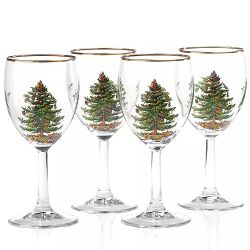 Set 12  SPODE Christmas Wine Glasses