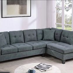 BRAND NEW 2PC SECTIONAL SOFA SET WITH ACCENT PILLOWS INCLUDED $345