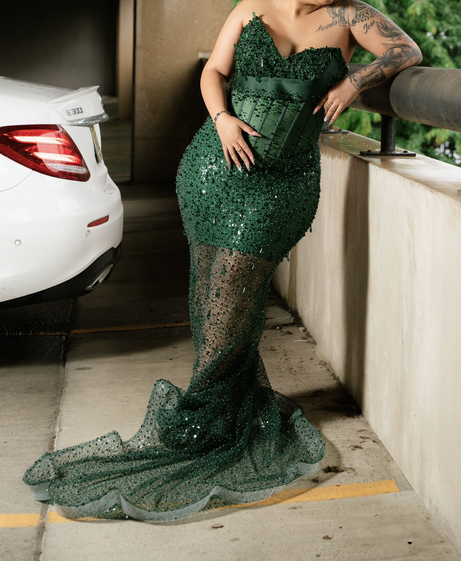 Custom Emerald Green Zurik Prom dress
